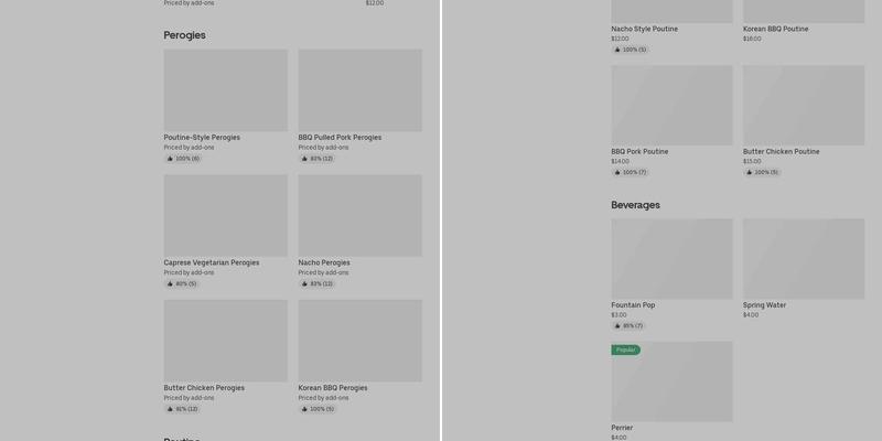 Perogies And Poutine Menu