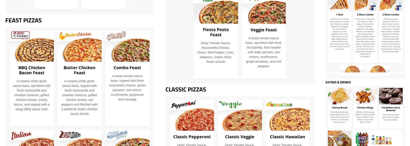 Freshslice Pizza Menu