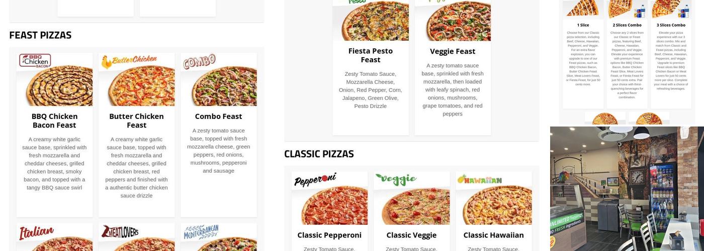 Freshslice Pizza Menu