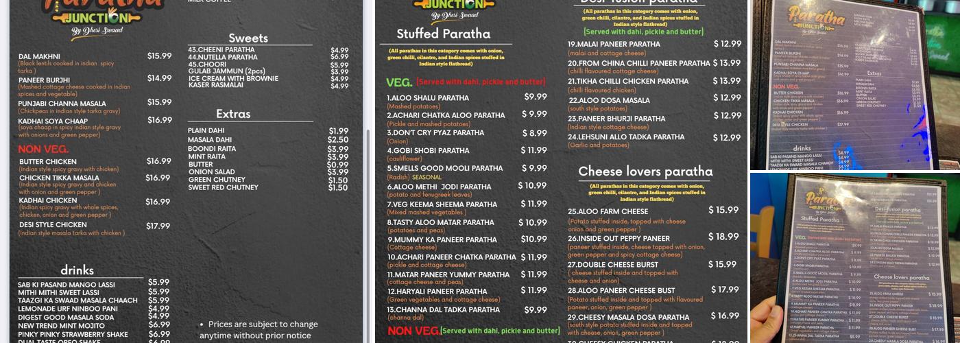Paratha Junction Menu