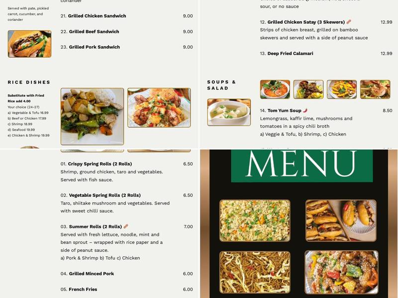 Bally's Kitchen Menu