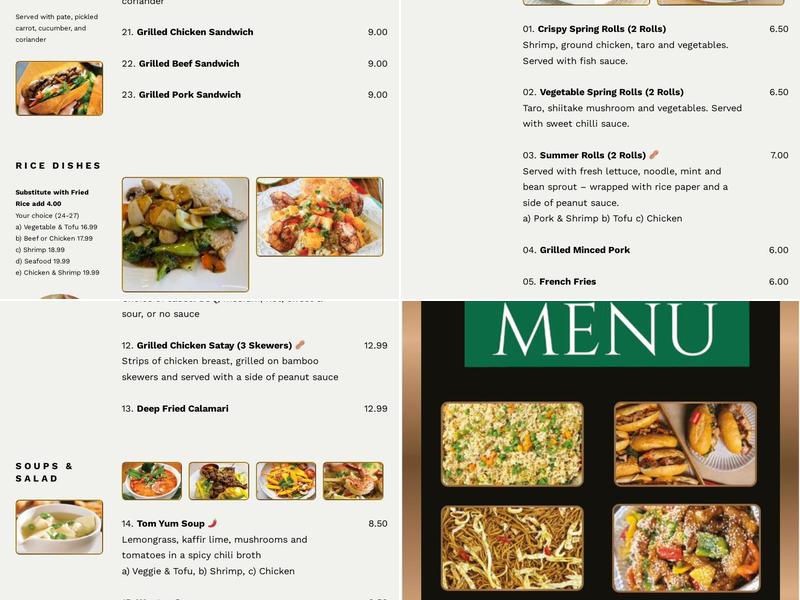 Bally's Kitchen Menu