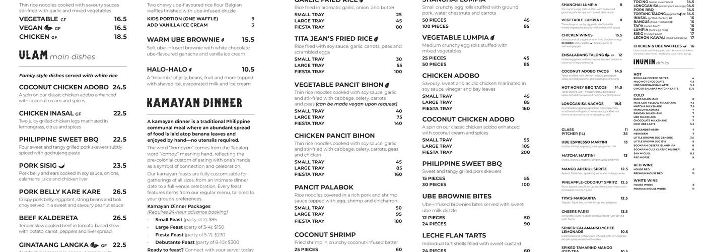 Tito Boy Restaurant Menu