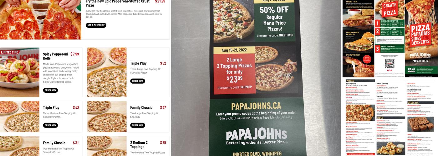 Papa Johns Pizza Menu
