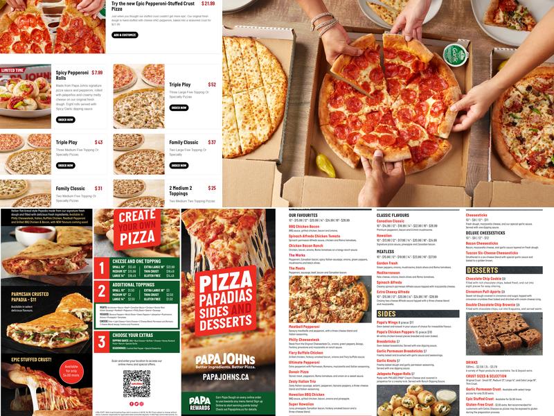 Papa Johns Pizza Menu