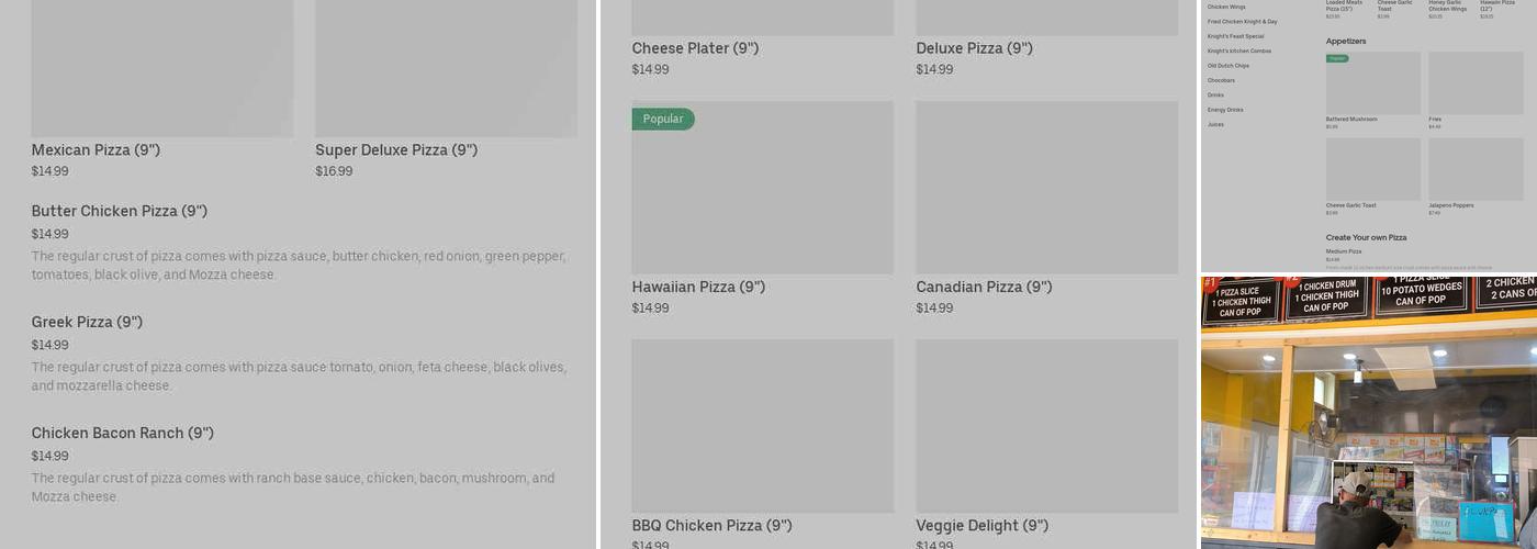 Knight and Day Pizza Menu