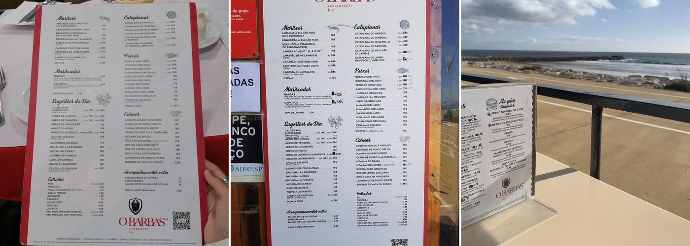 O Barbas Clube de praia (O Barbas) Menu