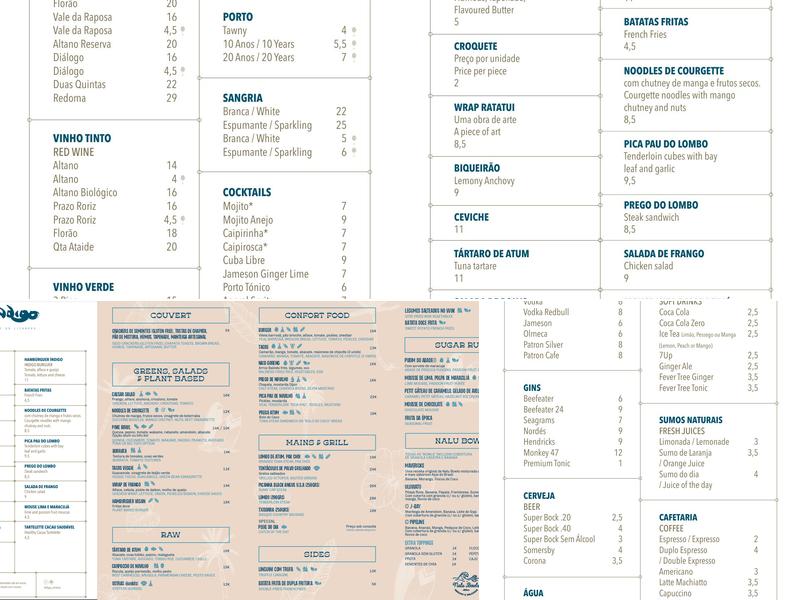 Indigo Ericeira Menu