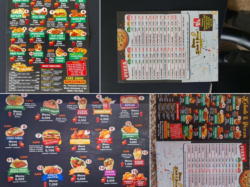 Prime kebab & pizza Menu