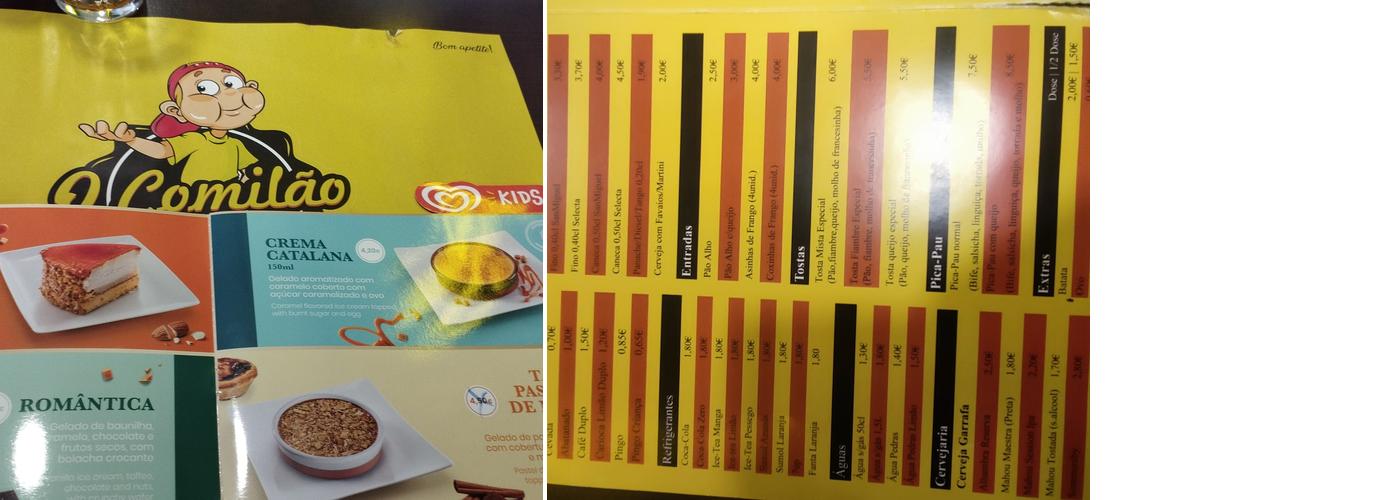 O comilão francesinhas Menu