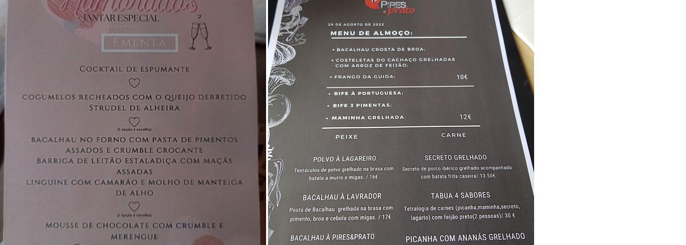 Pires & Prato Grill Menu