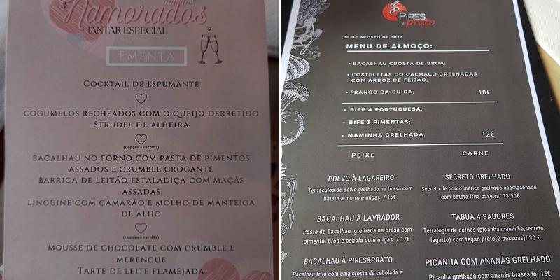 Pires & Prato Grill Menu