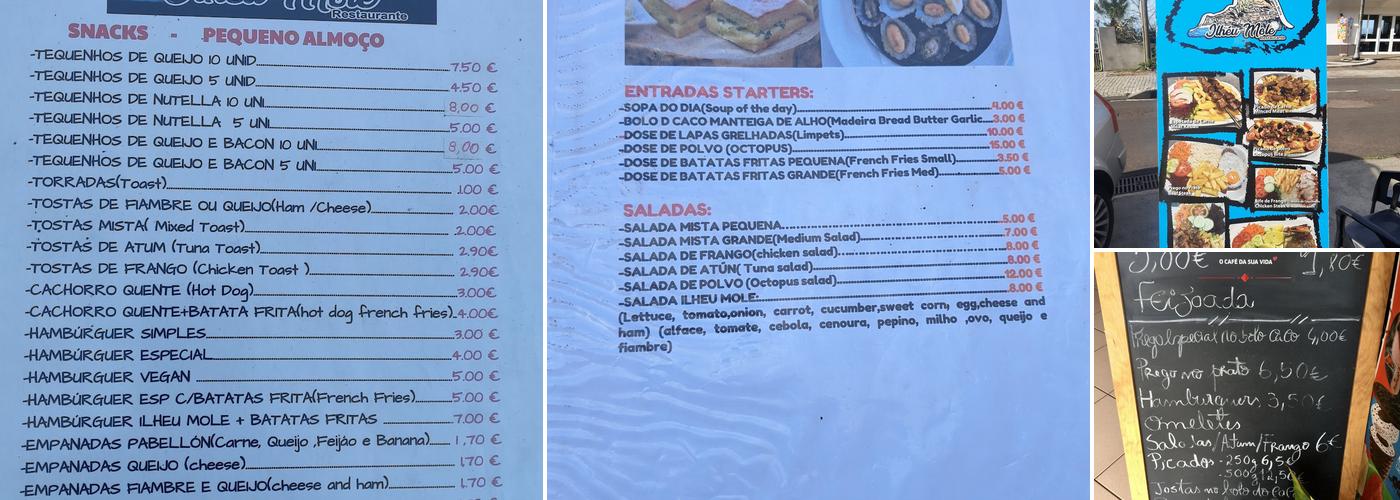 Ilhéu Mole, snack-bar Menu