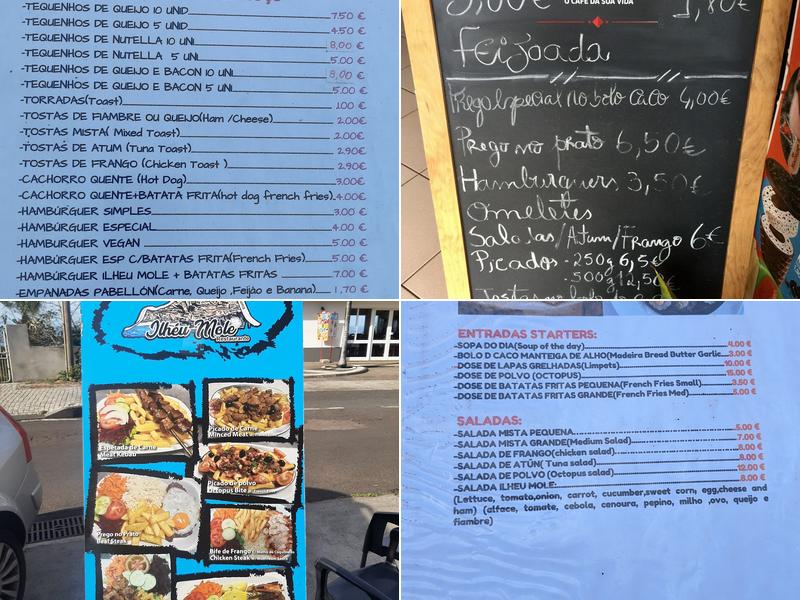 Ilhéu Mole, snack-bar Menu