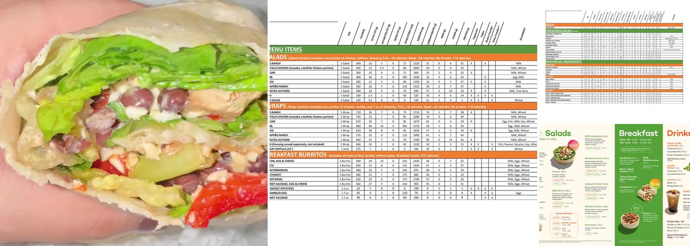 Salad and Go Menu
