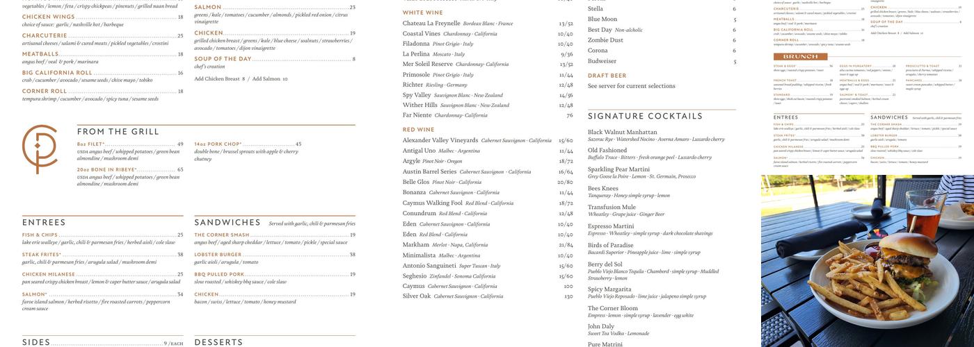 Corner Provisions Menu