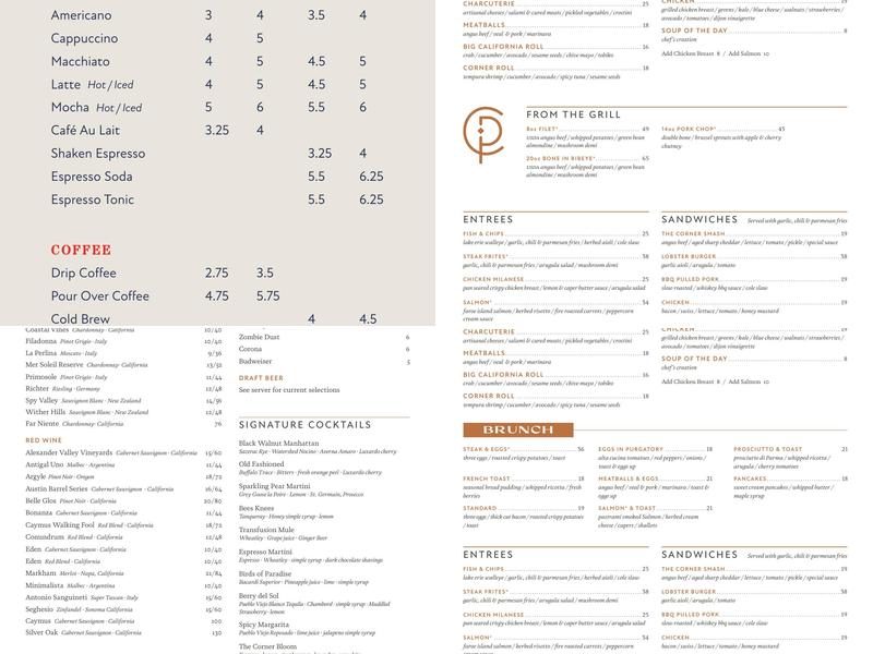 Corner Provisions Menu