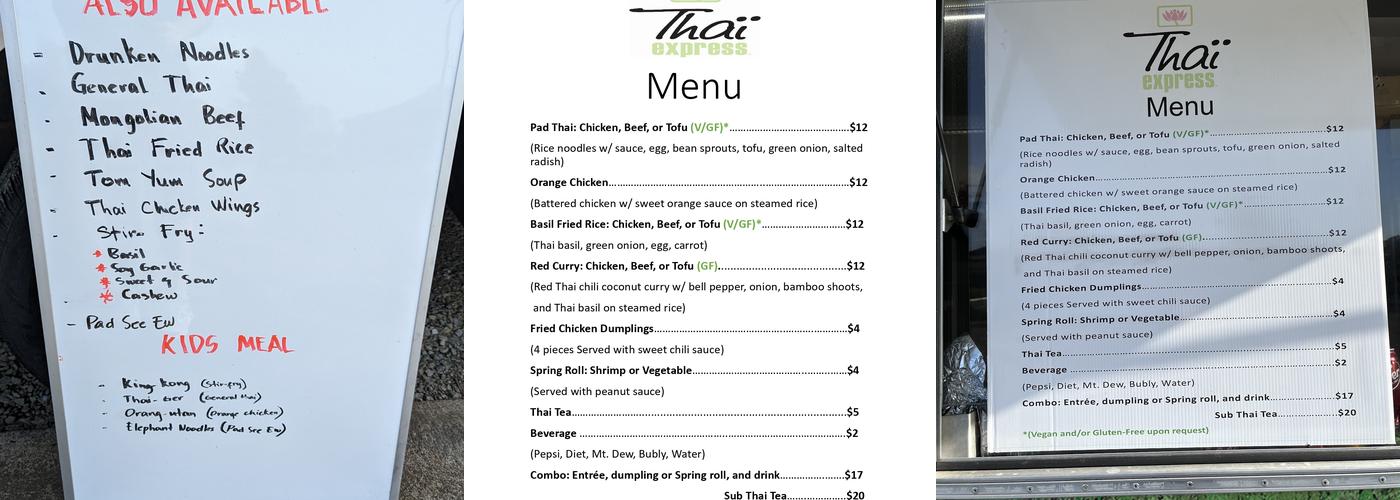 Thai Express Menu