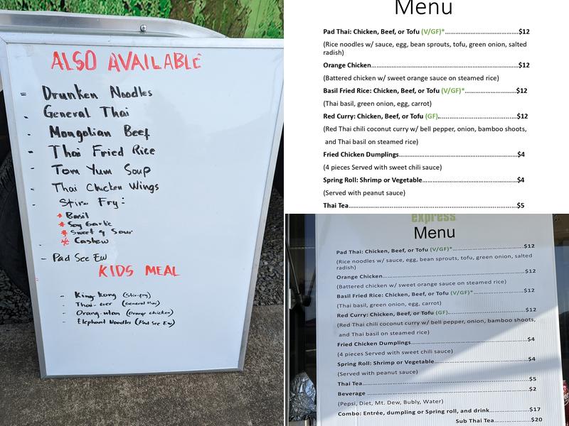 Thai Express Menu