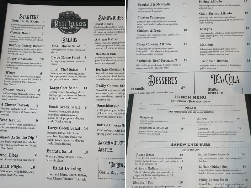 Bootleggers Pizza & Pints Menu