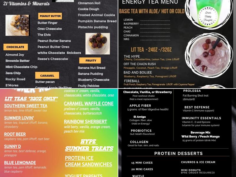 The Hype ABQ Nutrition Menu