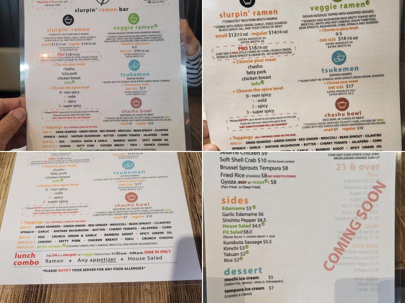 Slurpin' Ramen Bar - Alpharetta Menu