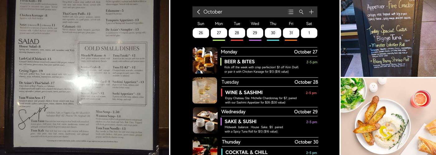 De Asian (Sushi Bar and Asian Fusion) Menu