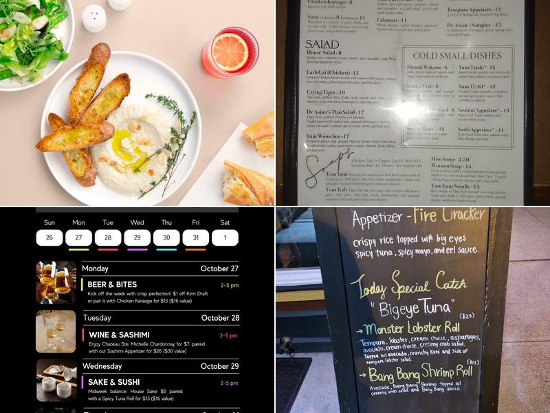 De Asian (Sushi Bar and Asian Fusion) Menu