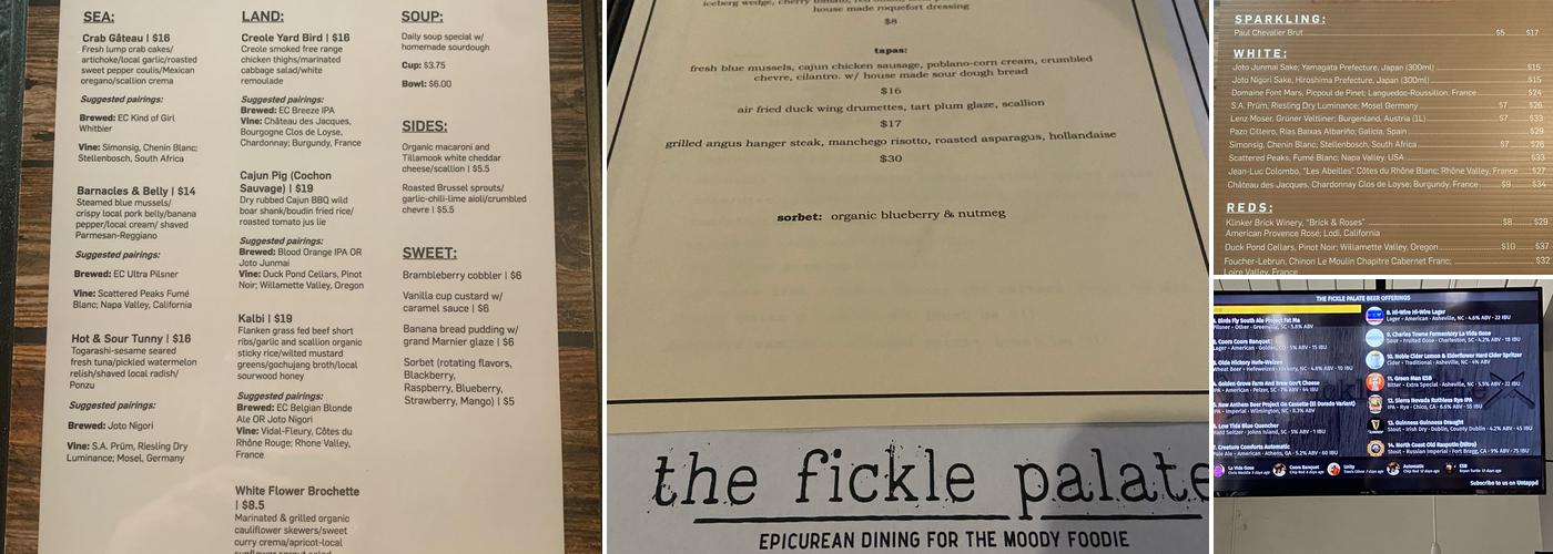 The Fickle Palate Menu