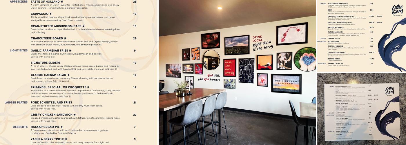 Little Gem Winery Menu