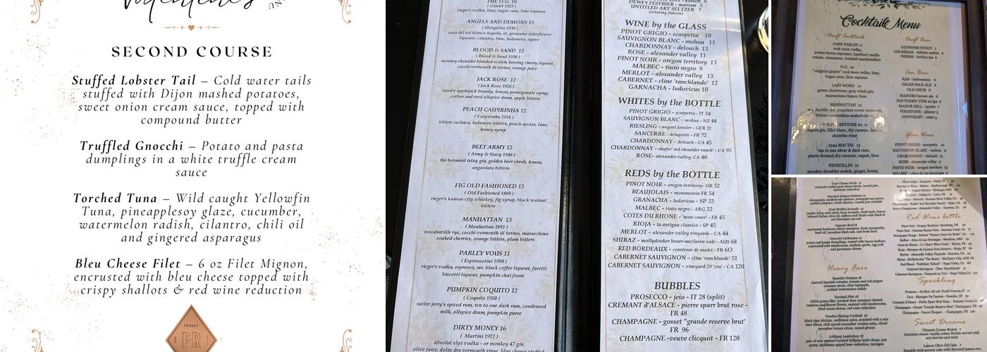 Parley Room Menu