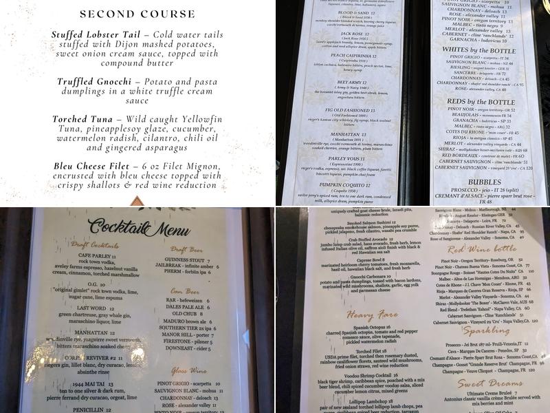 Parley Room Menu