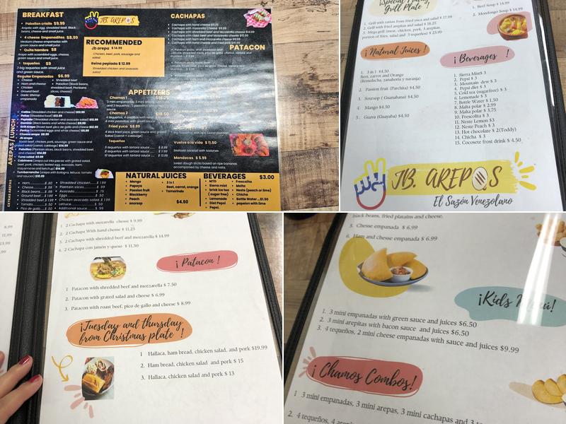 Jb arepas Menu