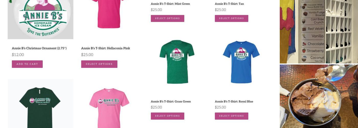 Annie B's Homemade Ice Cream Menu