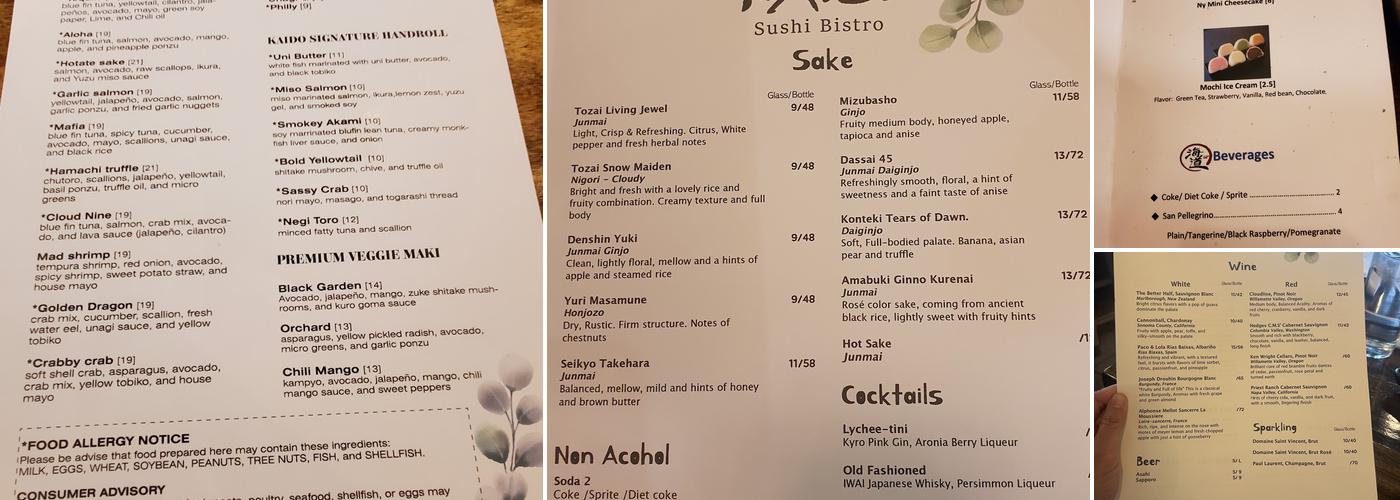 Kaido Sushi Menu