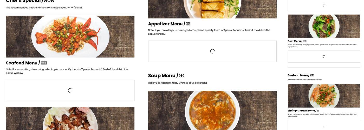 Happy Bee Kitchen Menu