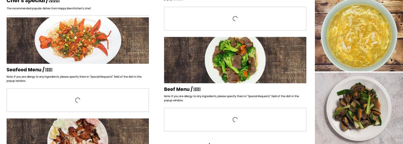 Happy Bee Kitchen Menu