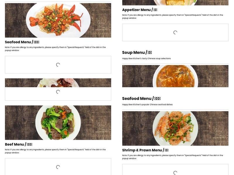 Happy Bee Kitchen Menu