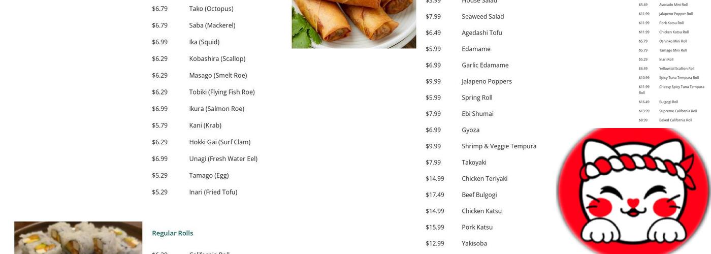 Sushi Neko Menu