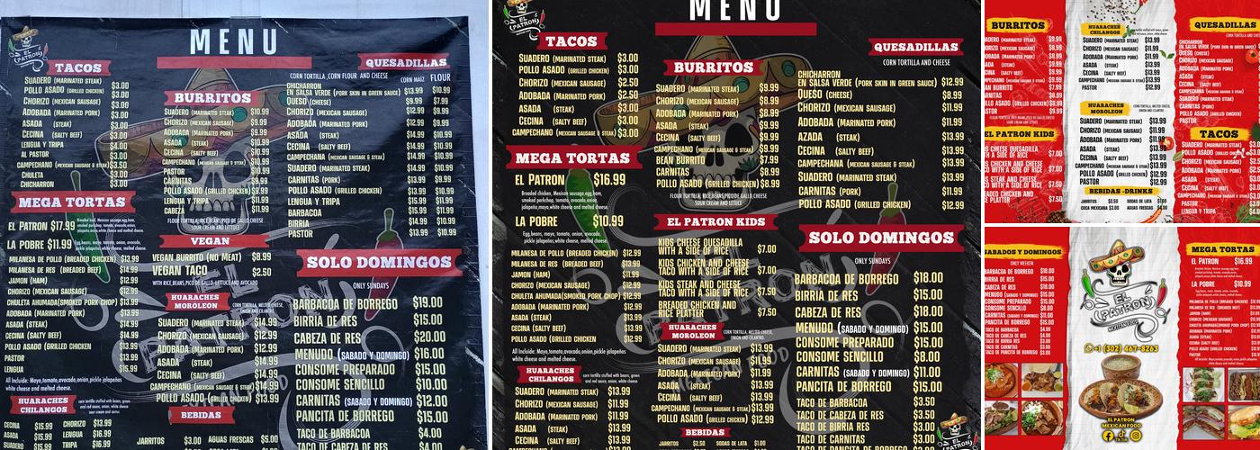 El Patrón Mexican Food Menu