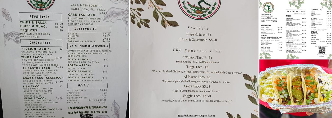 Taco Fusion Express Menu