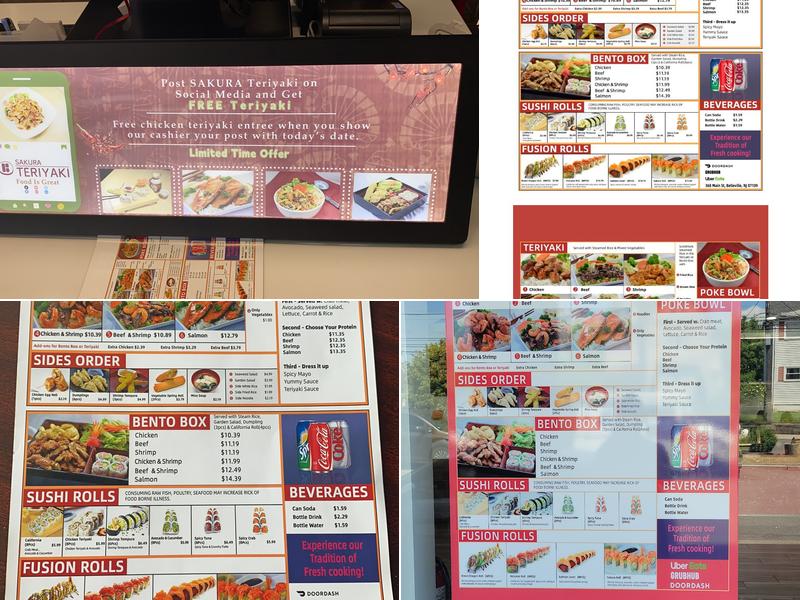 Sakura Teriyaki Menu