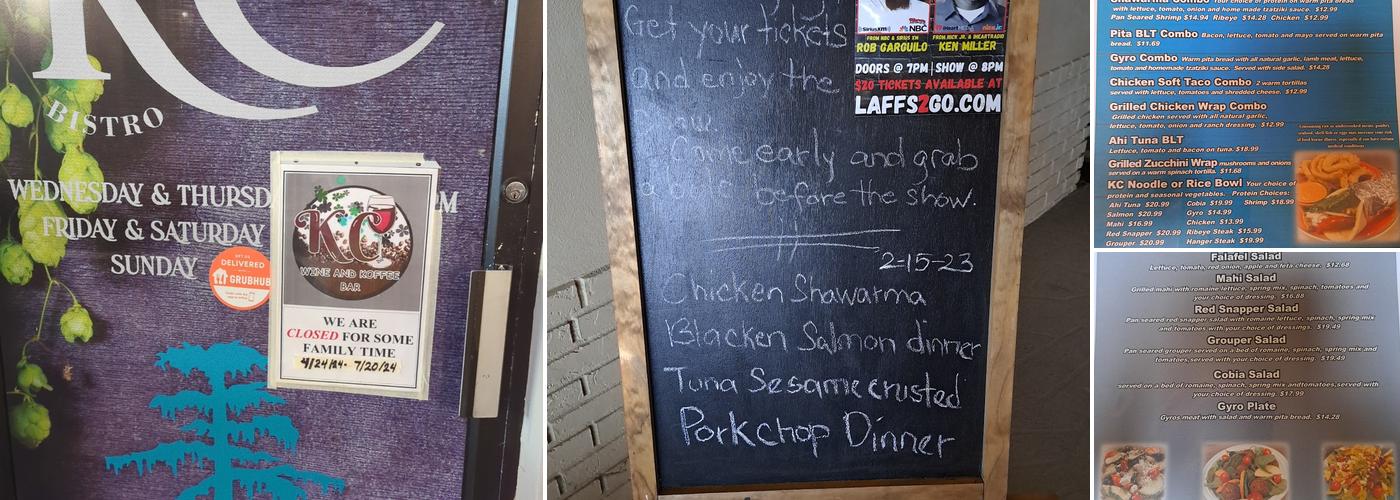 KC wine and bistro Menu