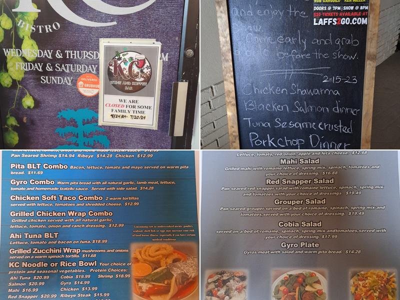 KC wine and bistro Menu