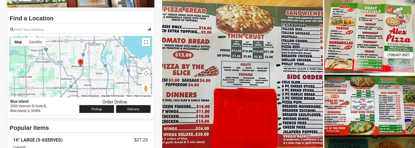 Taqueria Eden Y Alex Pizza Menu