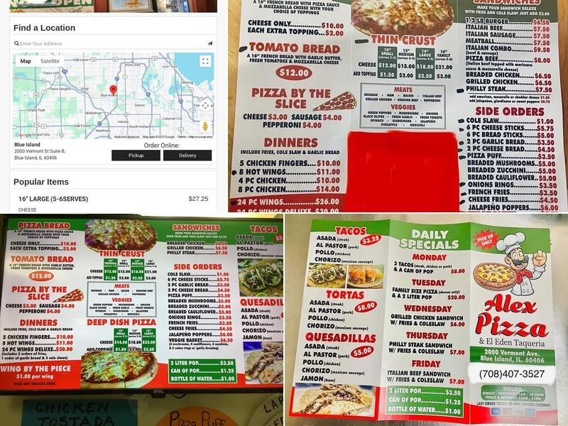 Taqueria Eden Y Alex Pizza Menu