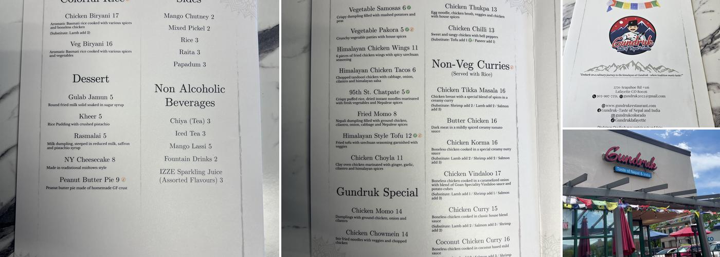 Gundruk- Taste of Nepal and India Menu