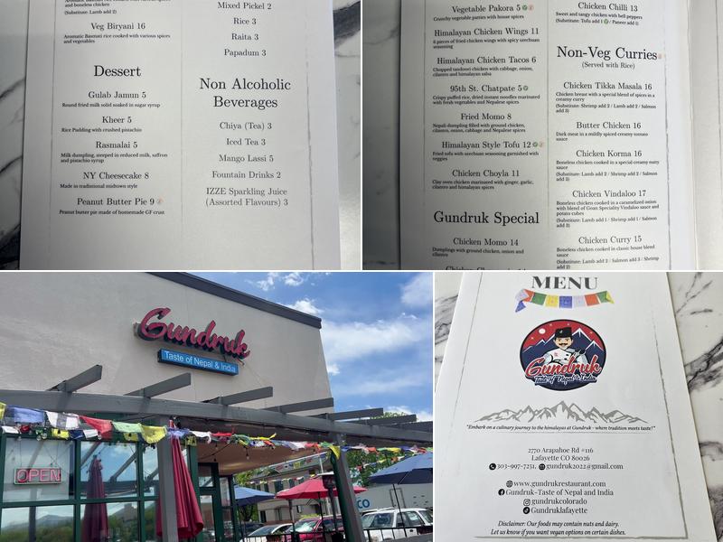 Gundruk- Taste of Nepal and India Menu