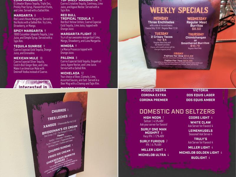 Red Luna Seasons Menu