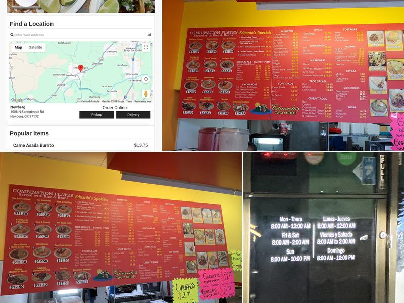 Eduardo's taco shop Menu